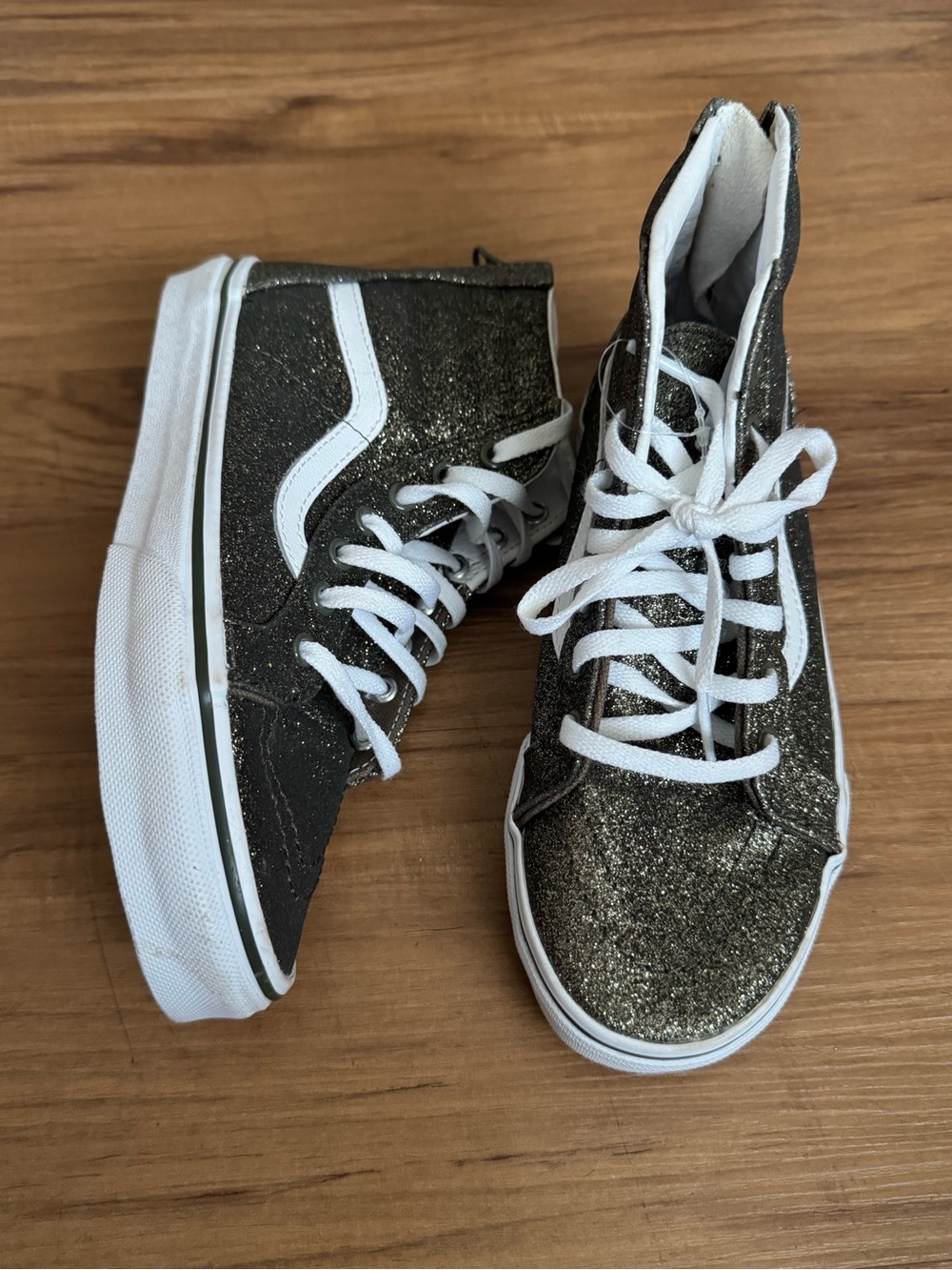 Kids Vans Glitter High-Top Sneakers - Black/Silver